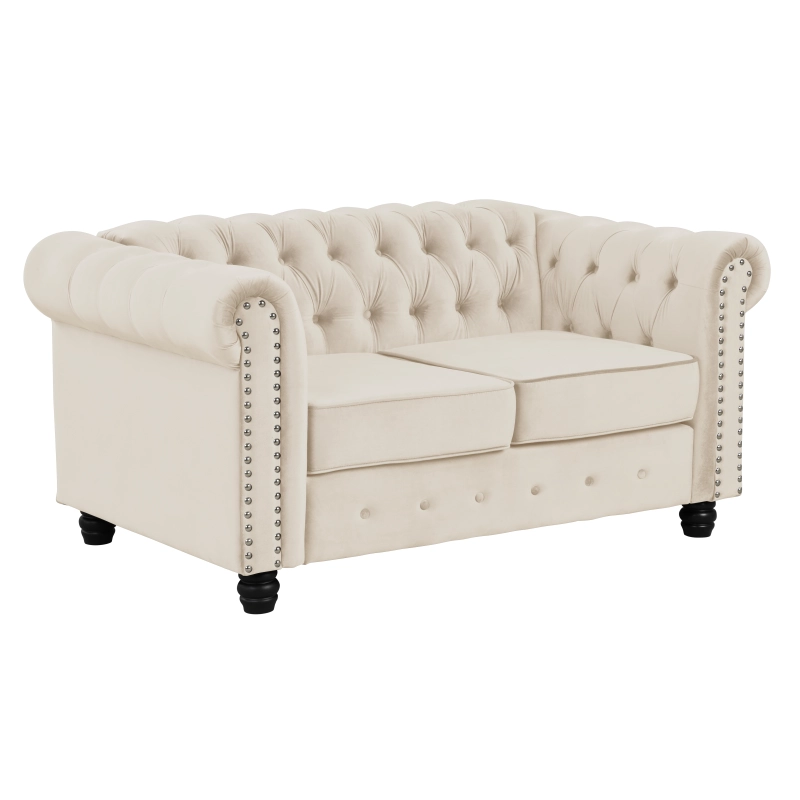 Couches Loveseat for Living Room Furniture Sets Velvet - Beige