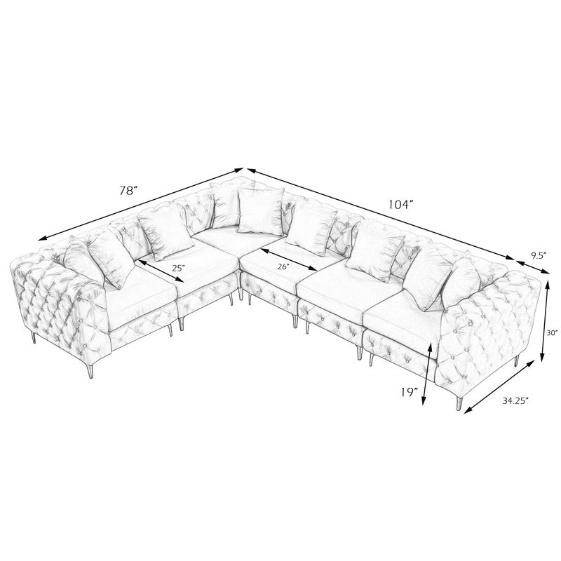 Modular Sectional Sofa L Shape Sofa with Reversible Chaise-Grey