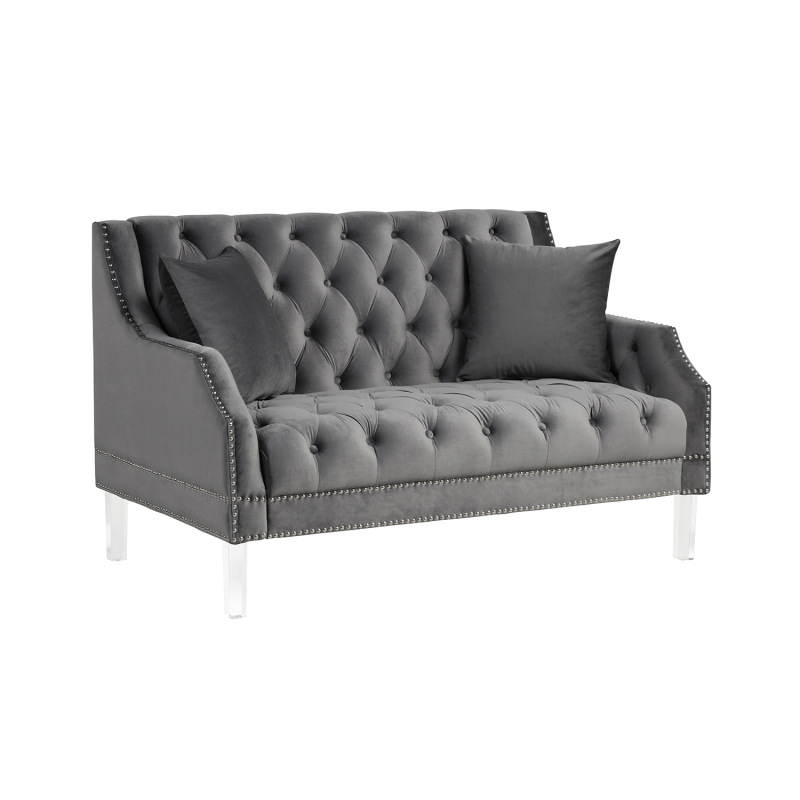 Living Room Couches Fabric Dutch Velvet  Loveseat-Gray