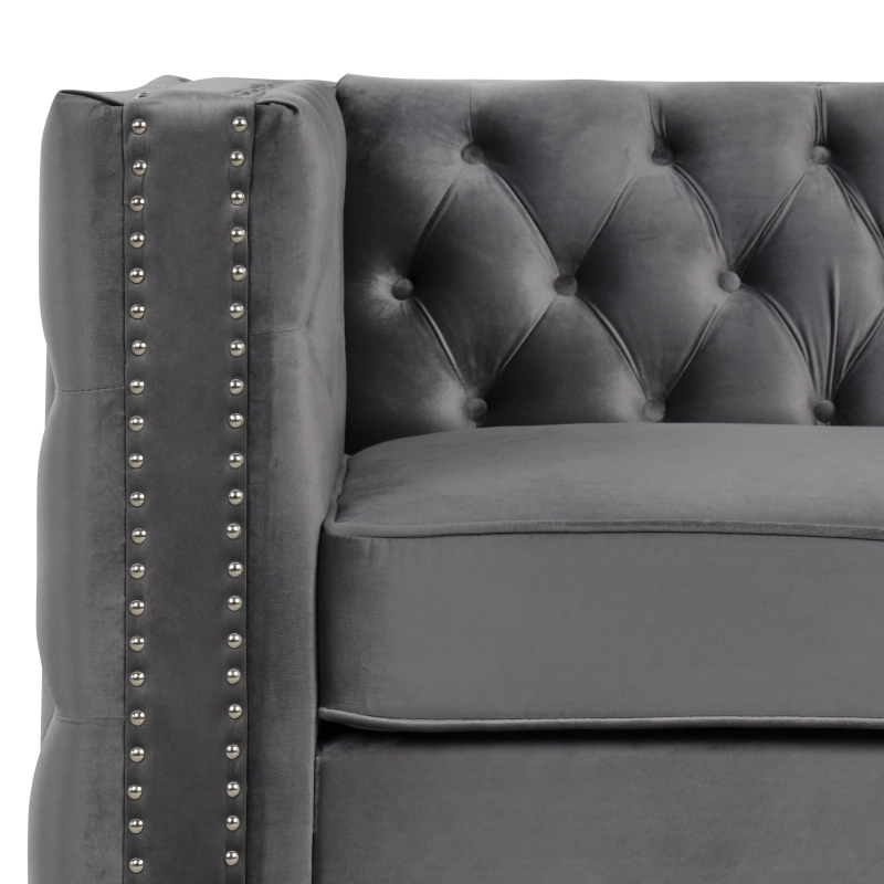 Accent Chair with Deep Dutch Velvet - Grey
