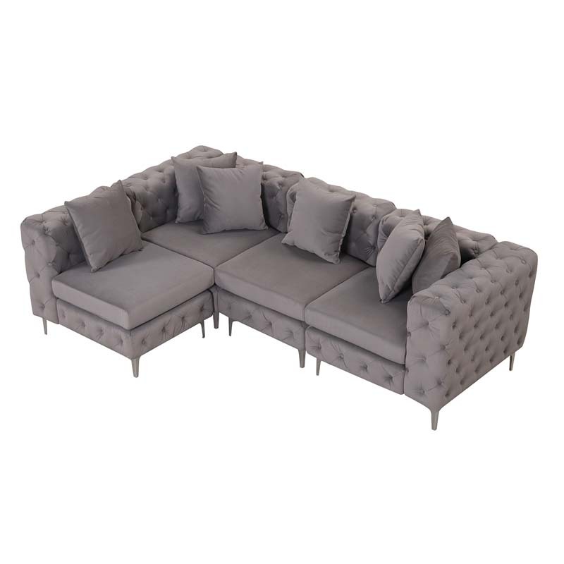 Modular Sectional Sofa L Shape Sofa with Reversible Chaise-Beige