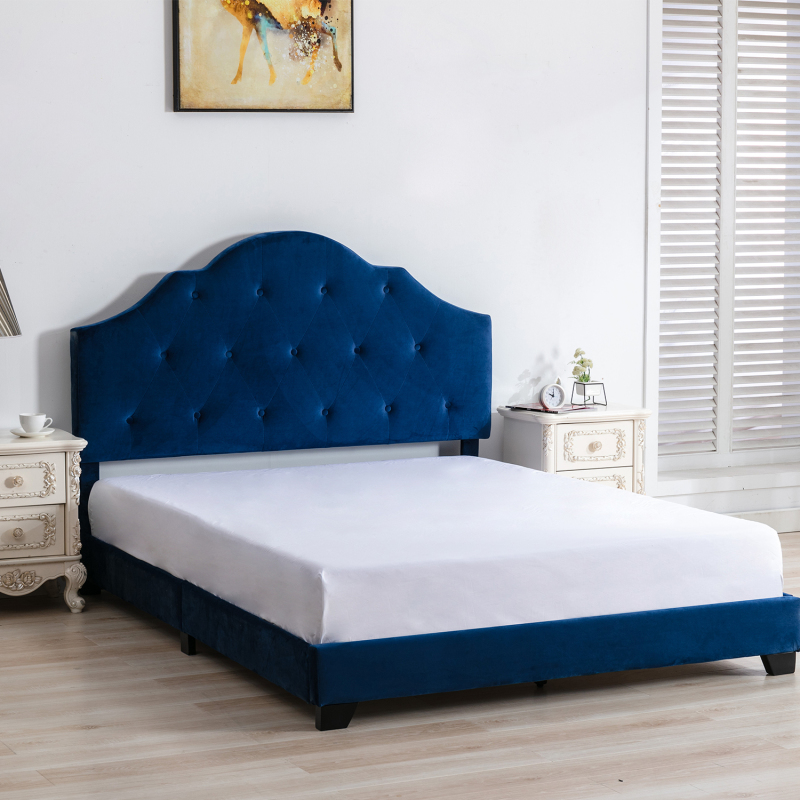 Velvet Bed Frame Box Spring Needed -Queen