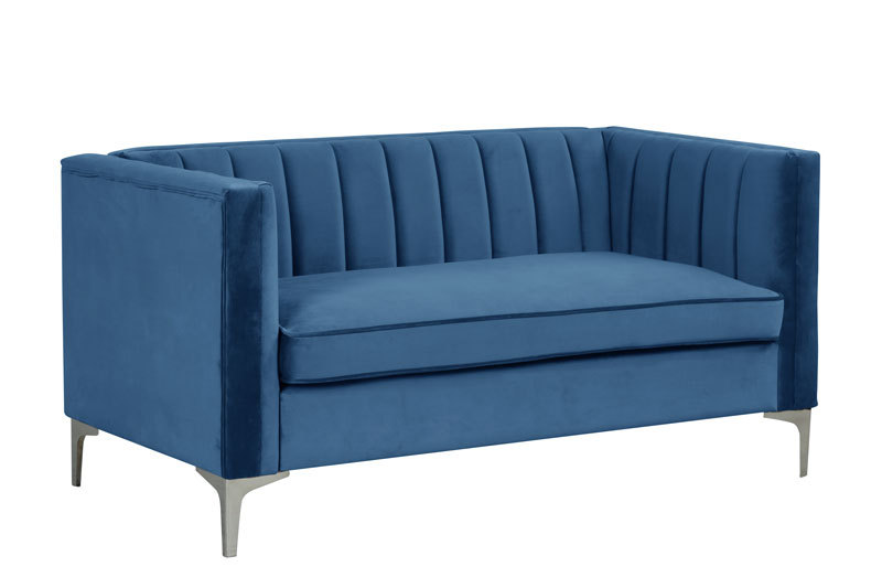 2 Pieces Modern Channel Tufted Velvet Loveseat and Sofa Set