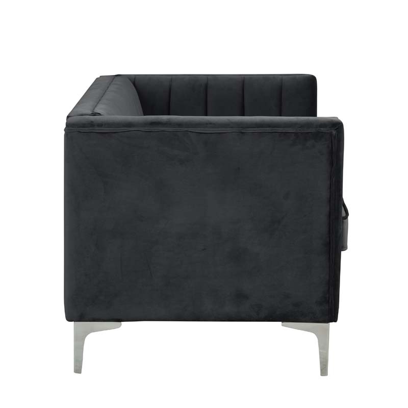 Modern Channel Tufted Velvet Loveseat for Living Room