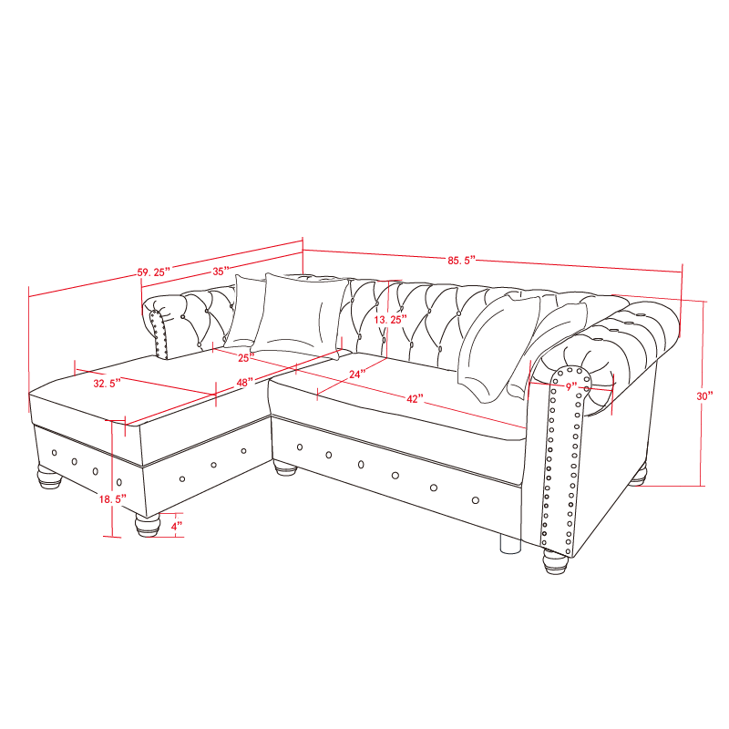 Linen Sectional sofa in Grey