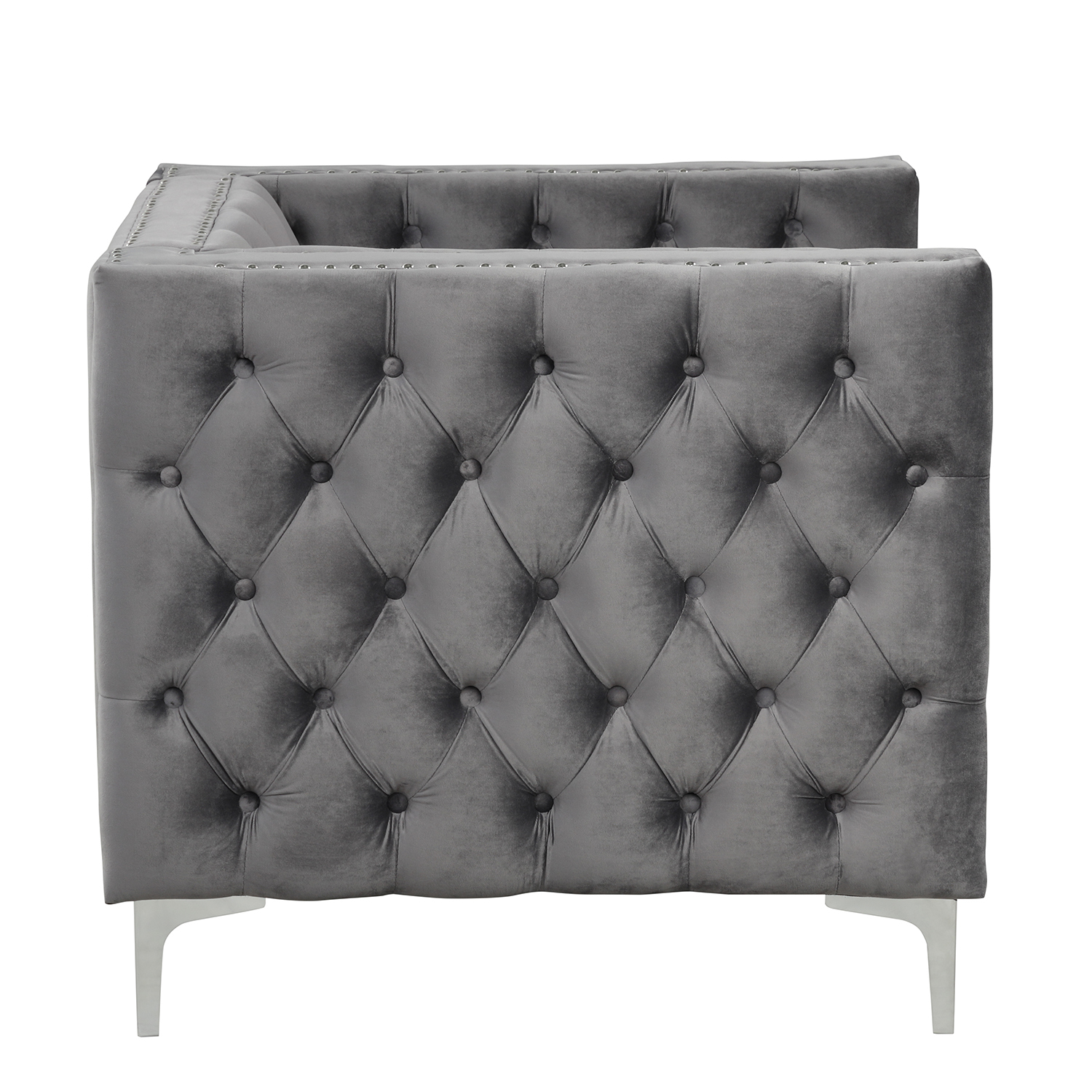 Couches for Living Room 3 Pieces Velvet  - Grey