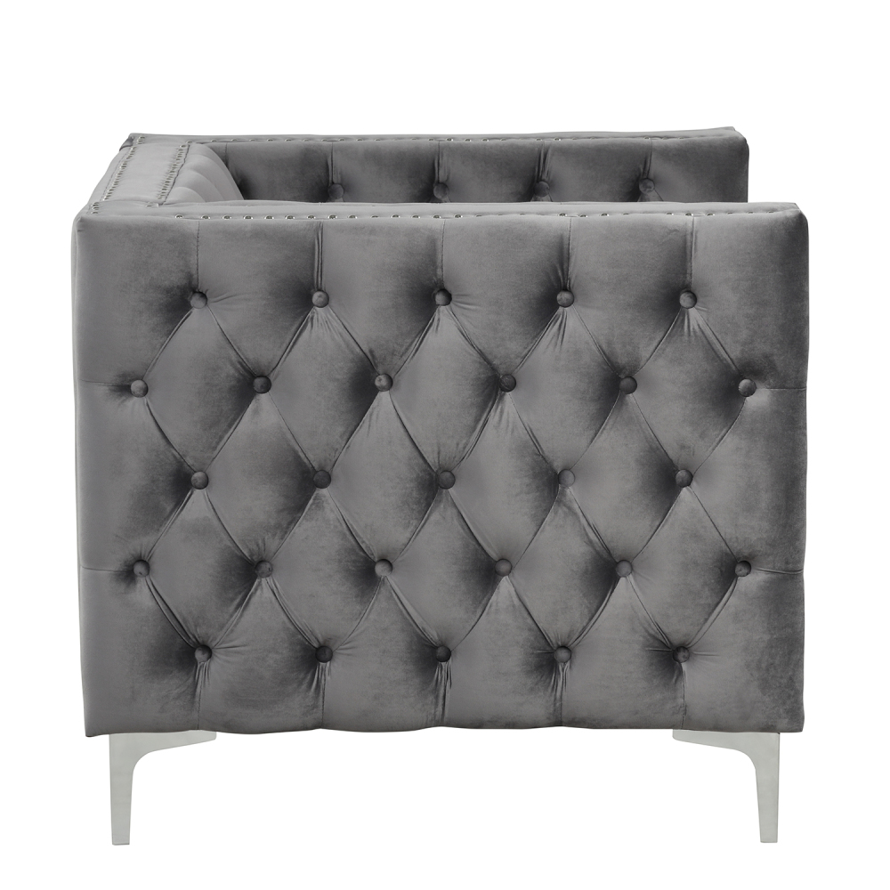 Couches for Living Room 3 Pieces Velvet  - Grey