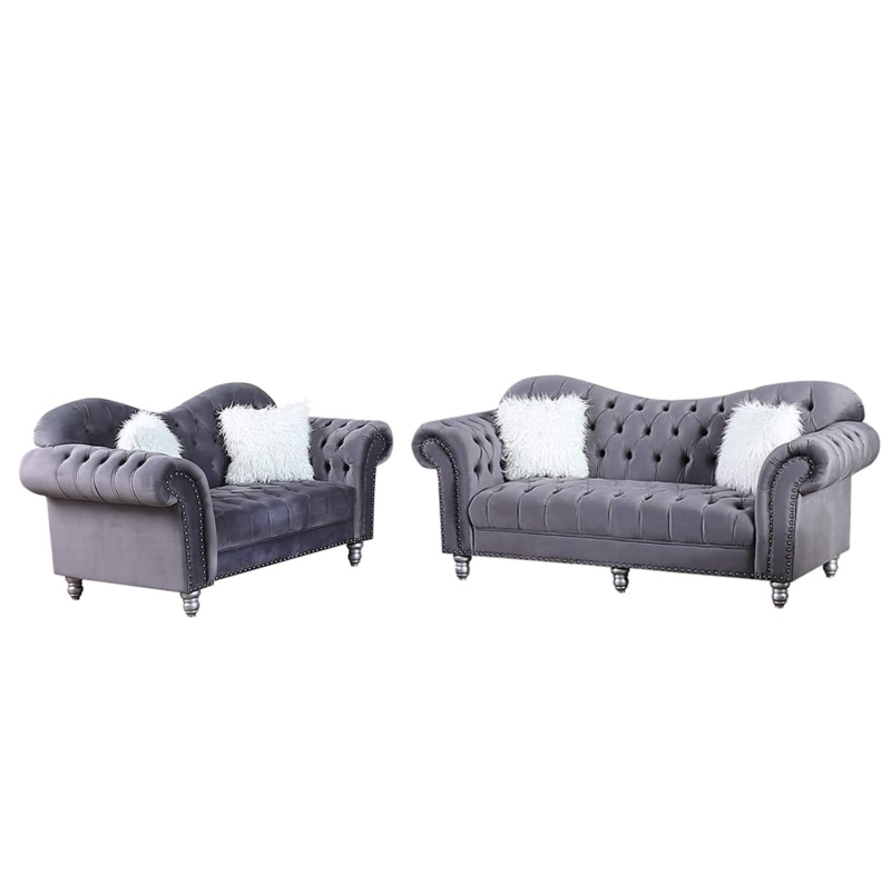 Luxury Classic America Chesterfield Tufted Camel Back in Gray