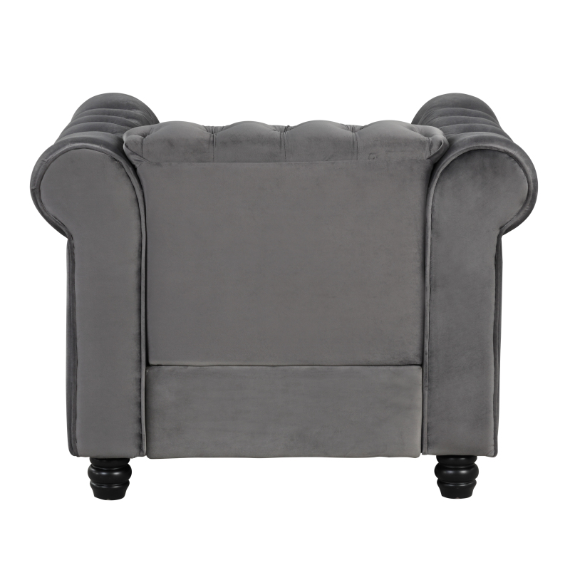 Contemporary Accent Chair with Deep Button Tufting Dutch Velvet - Light Grey