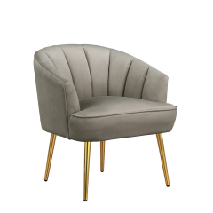 Accent Armchair Velvet Barrel Club Chair - Grey