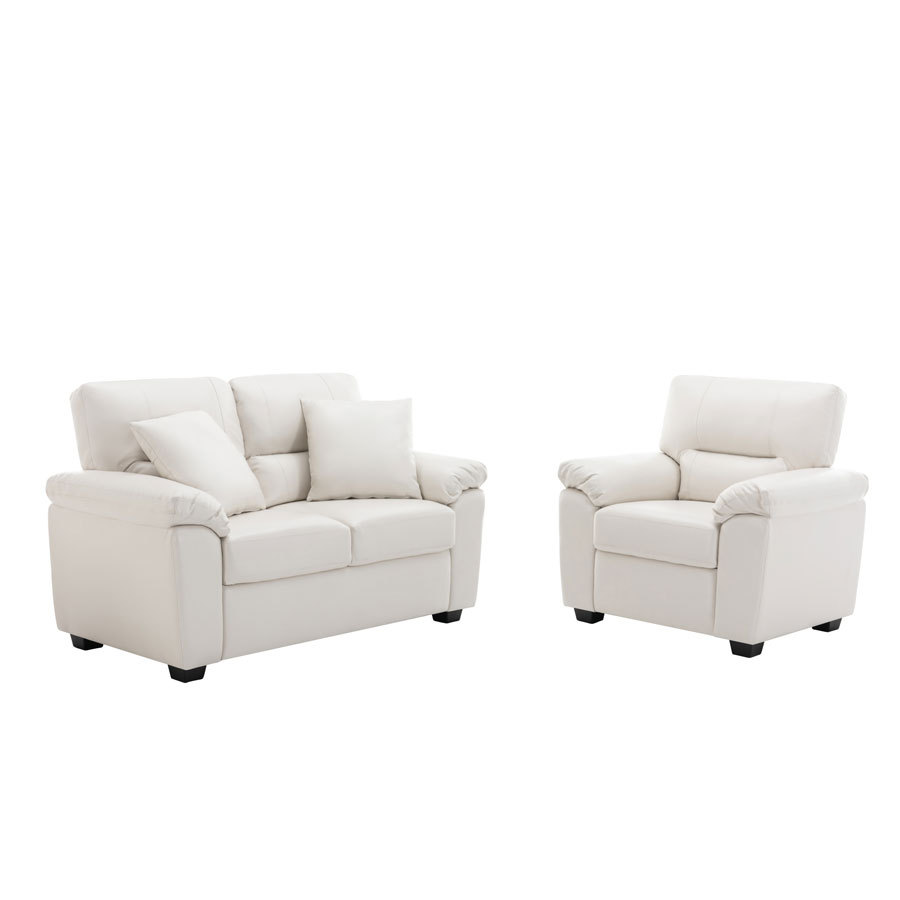 Sofa Collection 3 Pieces  Flared Arm PU Leather Mid-Century Modern Upholstered Sofa