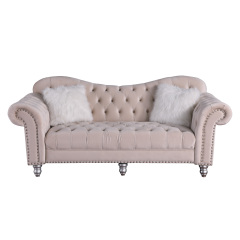 Luxury Classic America Chesterfield Sofa Tufted Camel Back in Beige