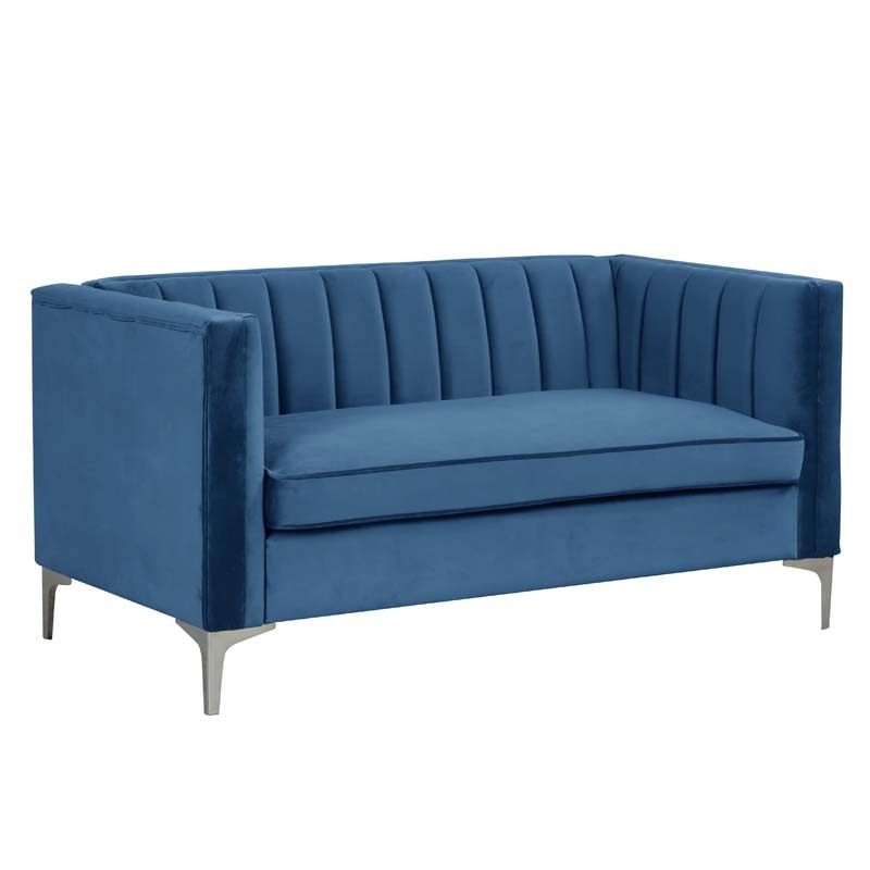 Modern Channel Tufted Velvet Loveseat for Living Room