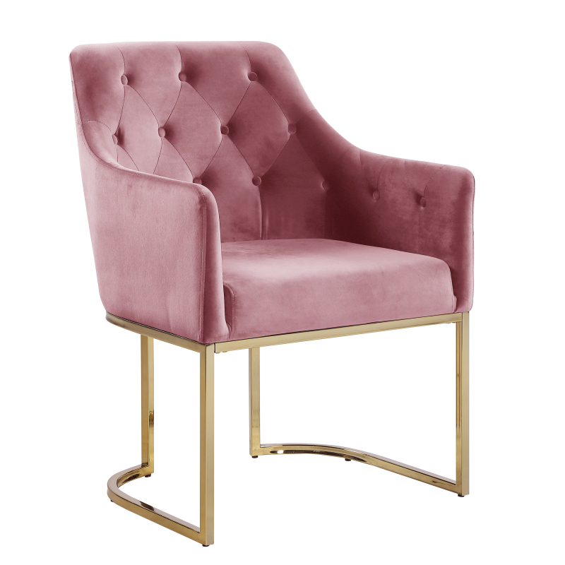 Glam Tufted Accent Chair with Openwork U-Shaped Base