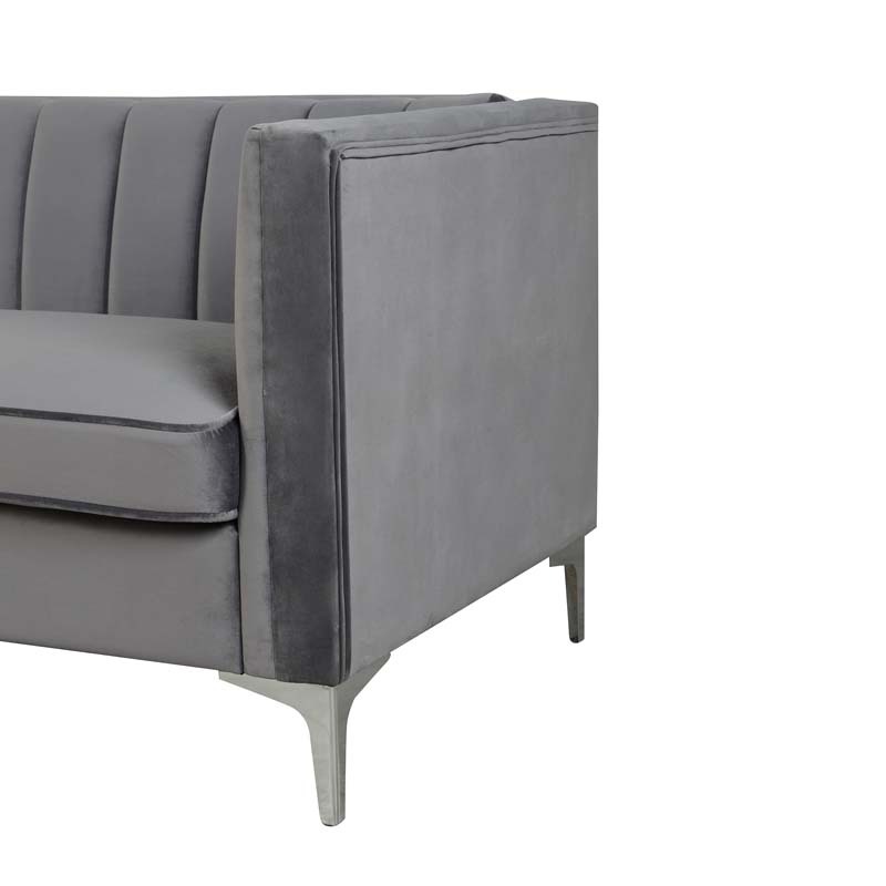 Modern Channel Tufted Velvet Loveseat for Living Room