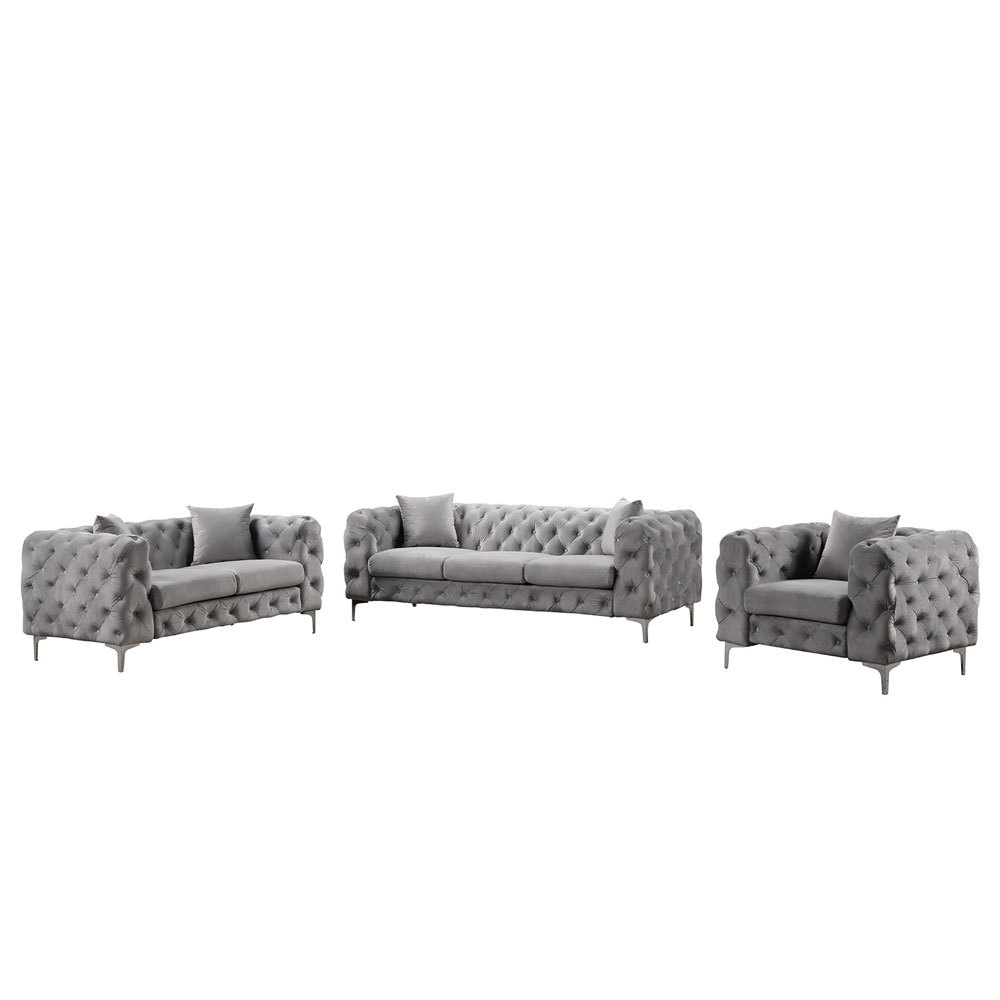 Contemporary Sofa  with Deep Button Tufting Dutch Velvet