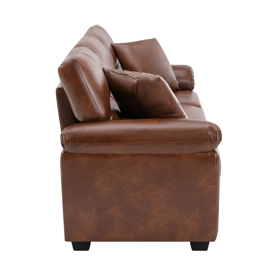 Sofa Collection 3 Pieces  Flared Arm PU Leather Mid-Century Modern Upholstered Sofa