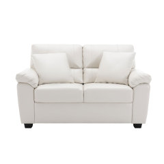 Garrin Series 61 in. White PU Leather 2-Seater Loveseat with Pillows