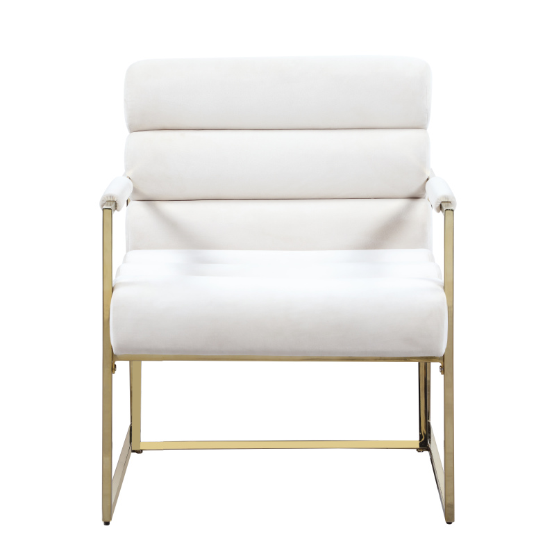 Italian Light Luxury Accent Chair, Contemporary Velvet Upholstered - Beige