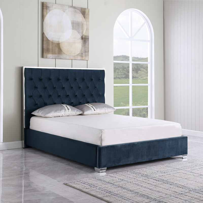 Upholstered Platform Bed No Box Spring Required - Blue