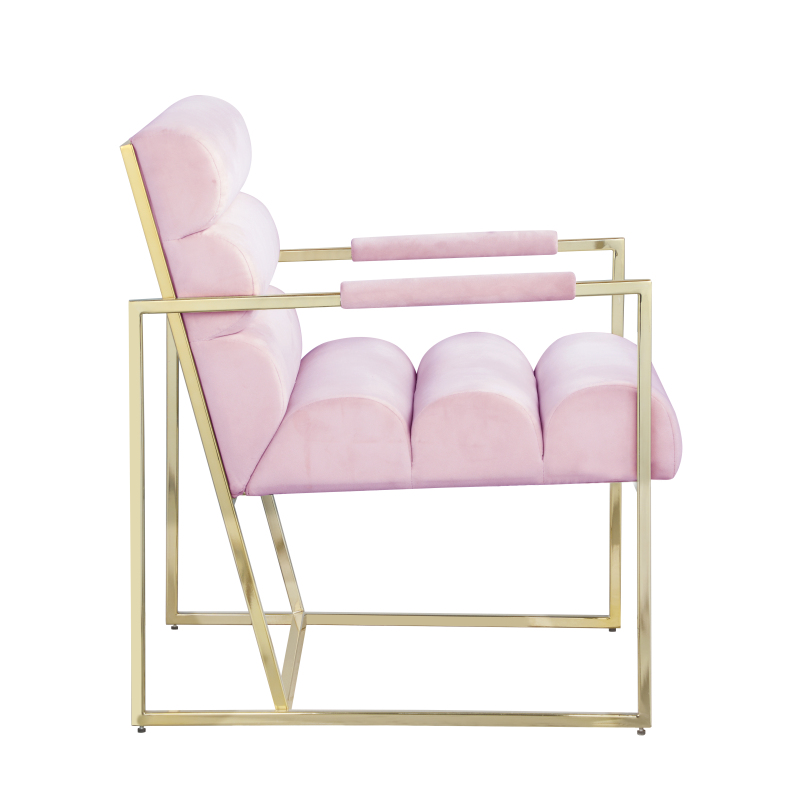 Italian Light Luxury Accent Chair, Contemporary Velvet Upholstered - Pink