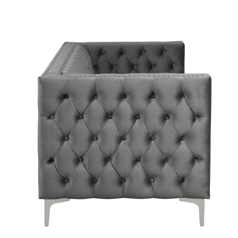 Modern Sofa with Deep Dutch Velvet - Grey