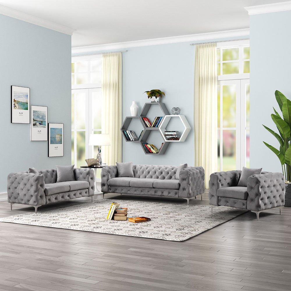 Contemporary Sofa  with Deep Button Tufting Dutch Velvet