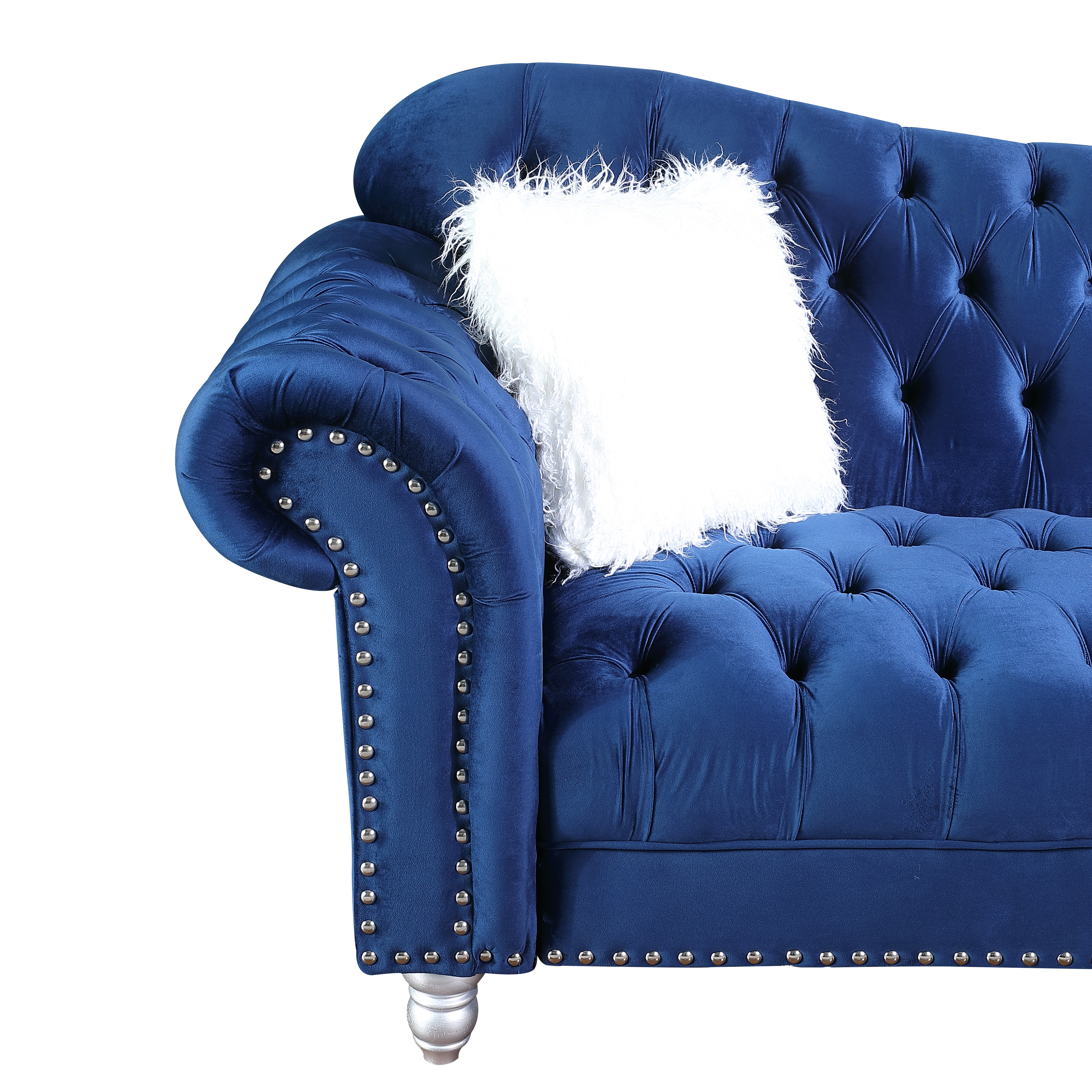 3 Pieces Luxury Classic America Chesterfield Tufted Camel Back - Blue