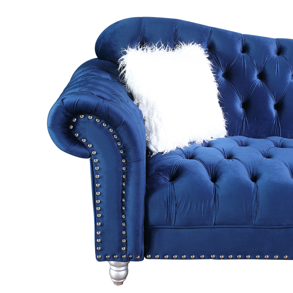 3 Pieces Luxury Classic America Chesterfield Tufted Camel Back - Blue