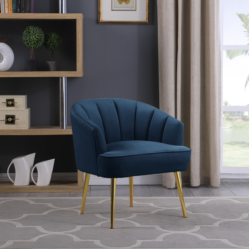 Accent Armchair Velvet Barrel Chair - Blue