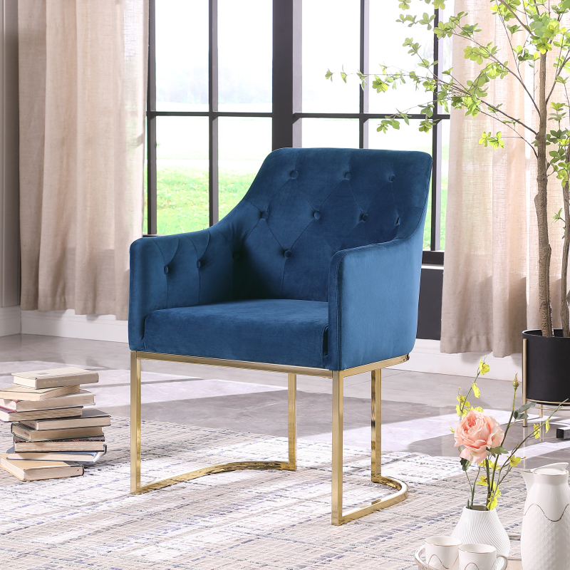 Glam Tufted Accent Chair with Openwork U-Shaped Base