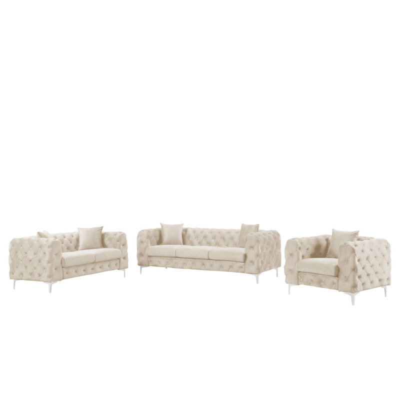 Contemporary Sofa  with Deep Button Tufting Dutch Velvet