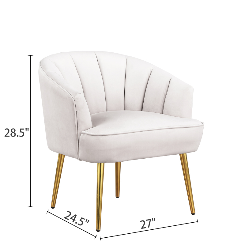 Accent  Armchair Velvet Barrel Club Chair - White