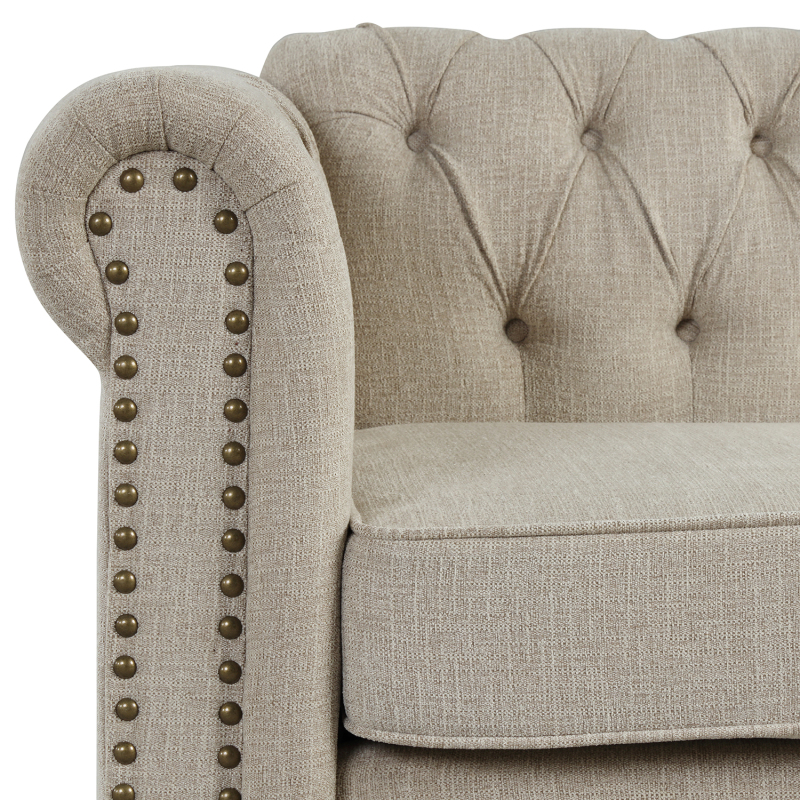 Chesterfield Chair for Living Room - Linen Beige