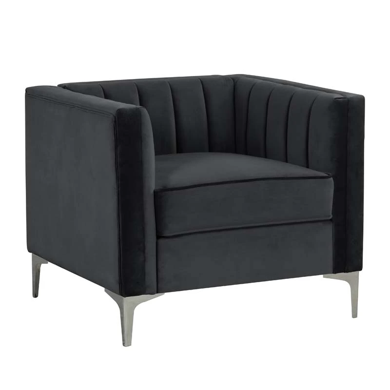 Modern Channel Tufted Velvet  Chair and Loveseat