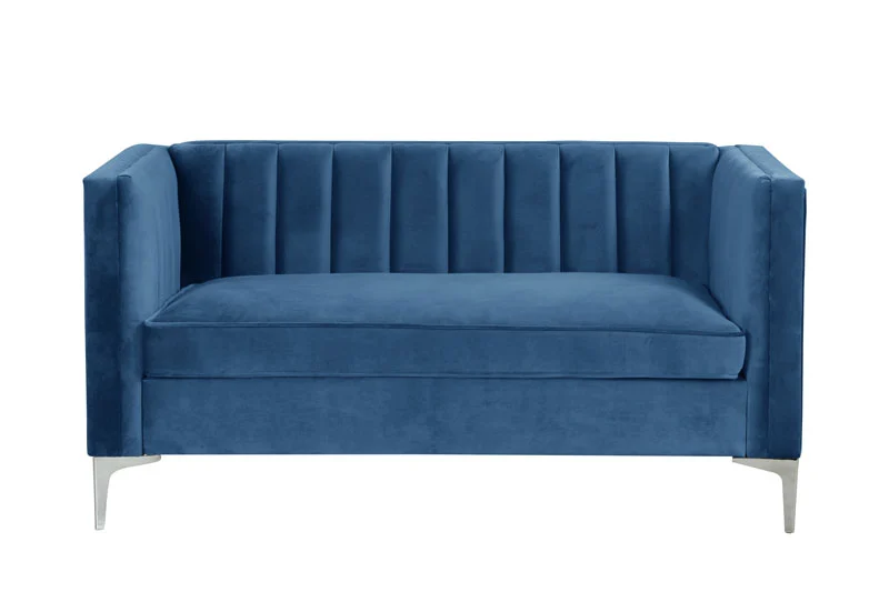 Modern Channel Tufted Velvet  Chair and Loveseat