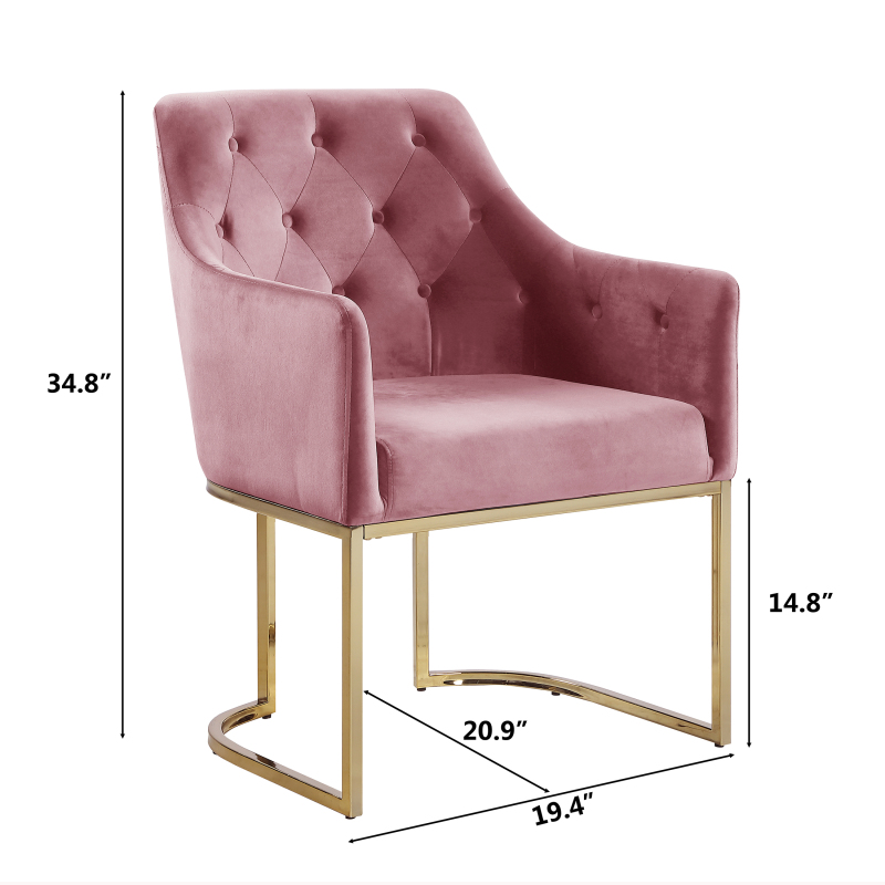 Glam Tufted Accent Chair with Openwork U-Shaped Base