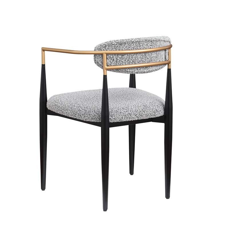 47in.W Round Dining Table Set with Cross Legs, Walnut Wood Top Modern Chair Minimalist Style Hollow Design with Metal Frame