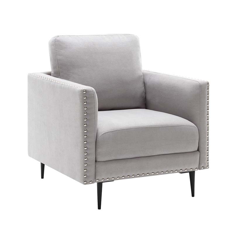 Morden Fort Sofa Couch, Comfy Sofa Set with Metal Legs and Retro Rivet Design for Small Space,