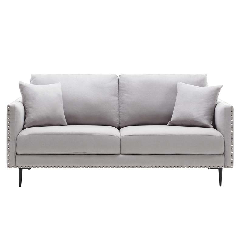 Morden Fort Sofa Couch, Comfy Sofa Set with Metal Legs and Retro Rivet Design for Small Space,