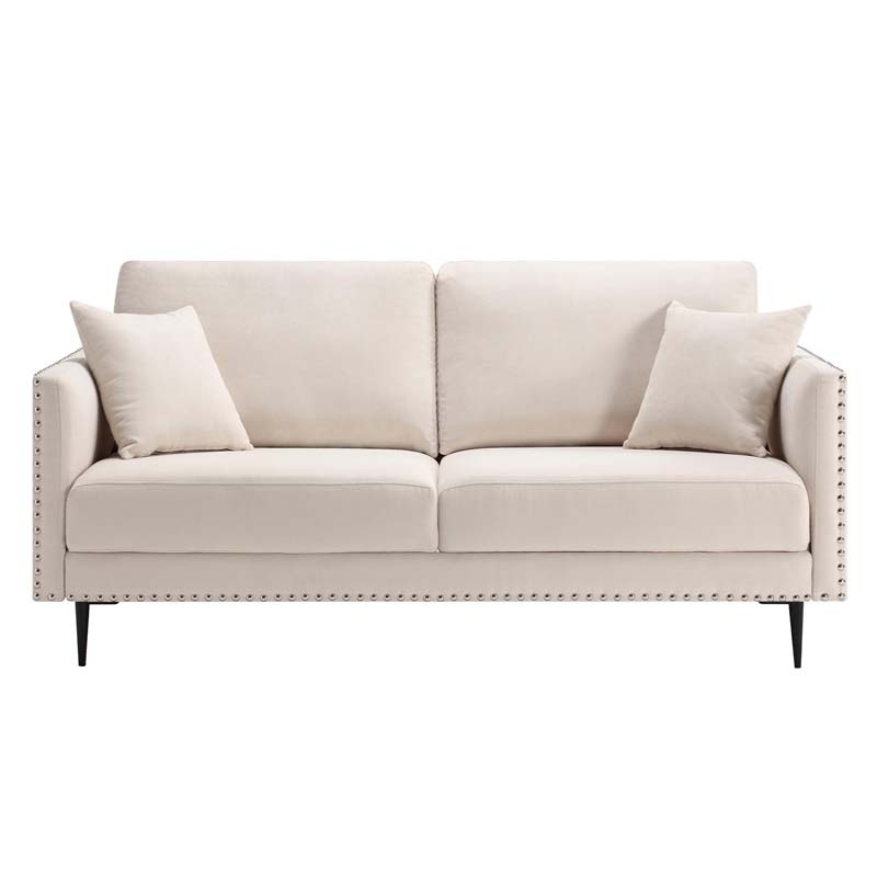 Morden Fort Sofa Couch, Comfy Sofa Set with Metal Legs and Retro Rivet Design for Small Space,