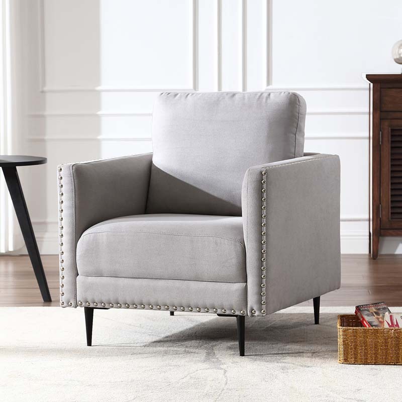 Morden Fort Sofa Couch, Comfy Sofa Set with Metal Legs and Retro Rivet Design for Small Space,