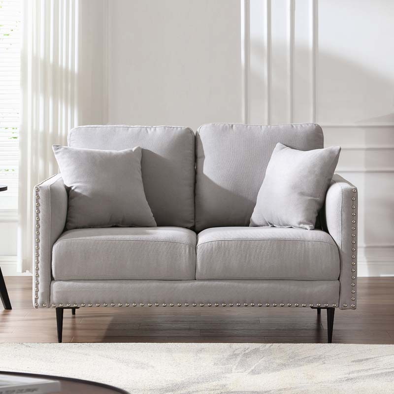 Morden Fort Sofa Couch, Comfy Sofa Set with Metal Legs and Retro Rivet Design for Small Space,