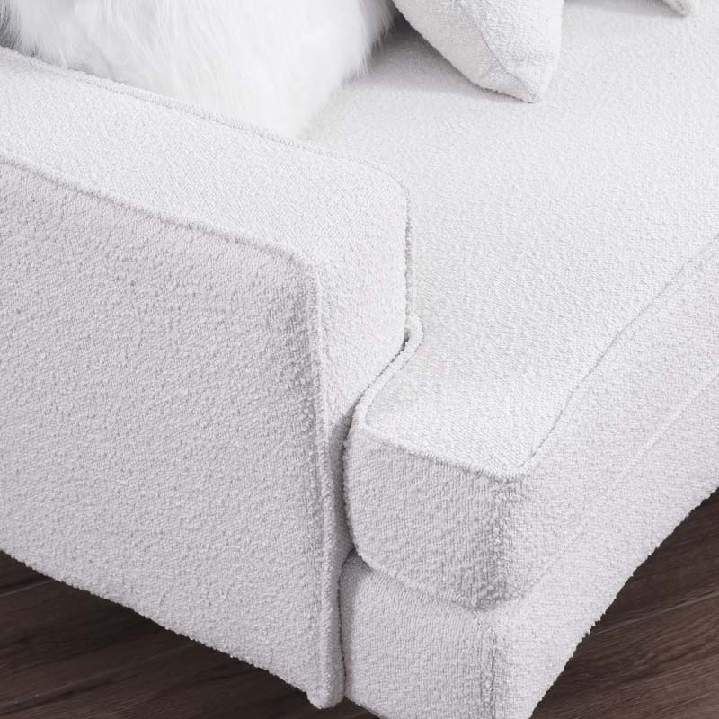 Luxury Modern Style Curved Sofa, Upholstery Boucle Sofa Couch with Ottoman and 6 Pillows