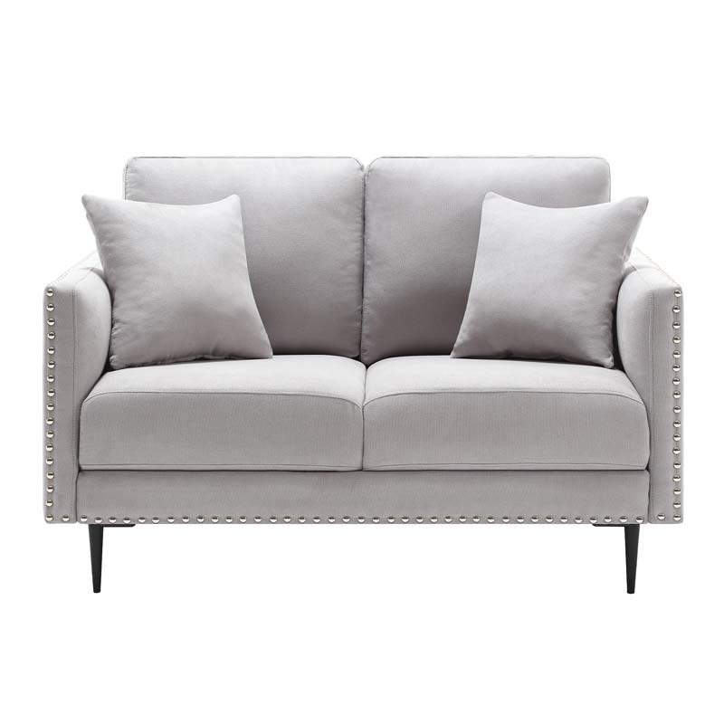 Morden Fort Sofa Couch, Comfy Sofa Set with Metal Legs and Retro Rivet Design for Small Space,