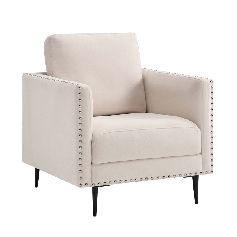 Morden Fort Sofa Couch, Comfy Sofa Set with Metal Legs and Retro Rivet Design for Small Space,