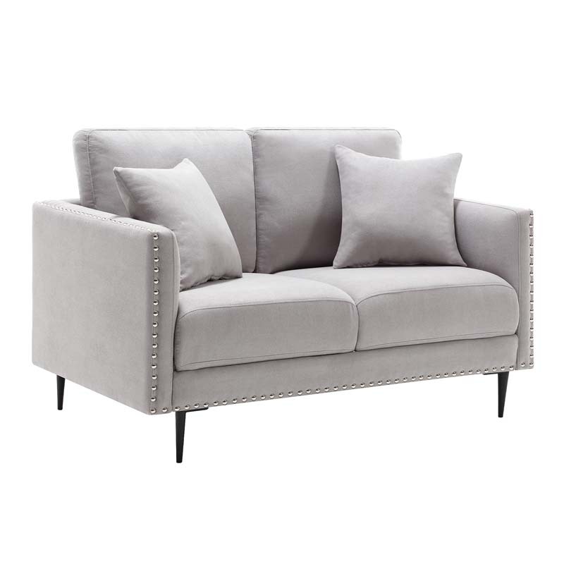 Morden Fort Sofa Couch, Comfy Sofa Set with Metal Legs and Retro Rivet Design for Small Space,
