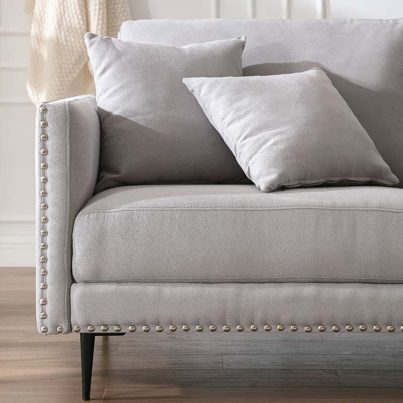Morden Fort Sofa Couch, Comfy Sofa Set with Metal Legs and Retro Rivet Design for Small Space,