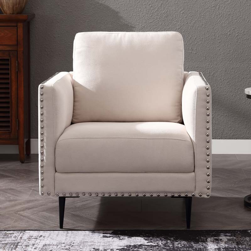 Morden Fort Sofa Couch, Comfy Sofa Set with Metal Legs and Retro Rivet Design for Small Space,