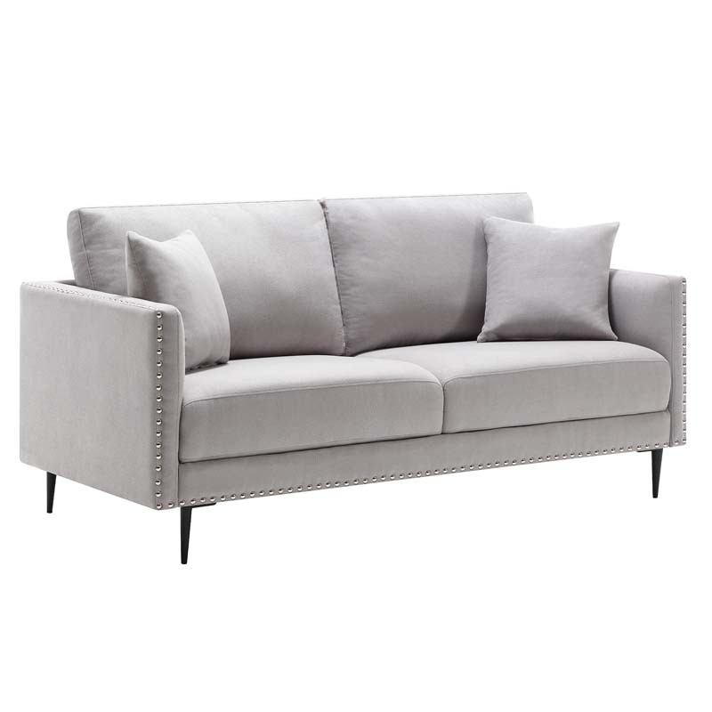 Morden Fort Sofa Couch, Comfy Sofa Set with Metal Legs and Retro Rivet Design for Small Space,